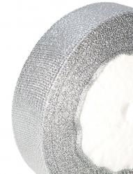 Лента серебряная тканная блестящая с люрексом, ширина 25 мм., намотка 23 метра.